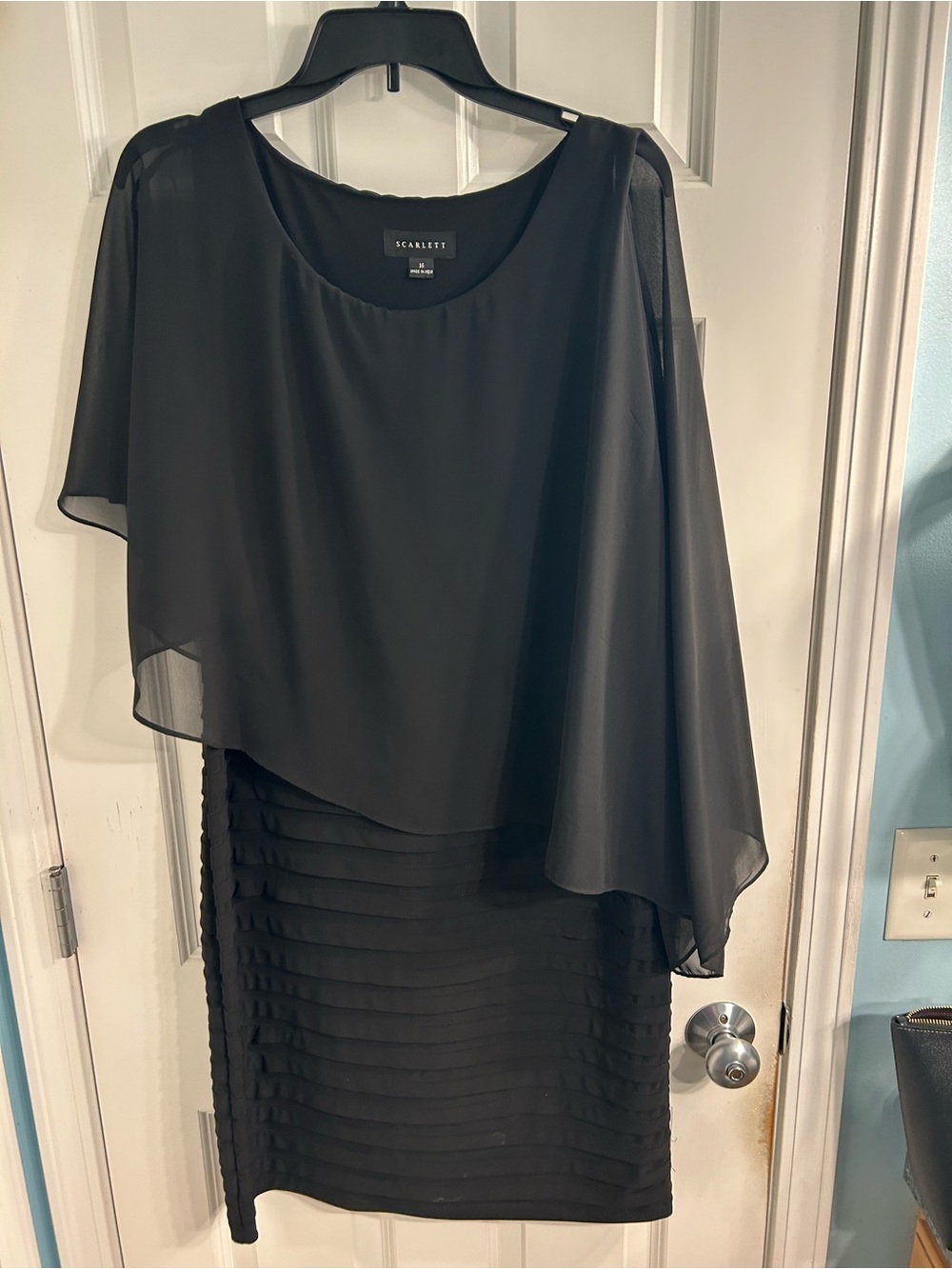 Scarlett Black Asymmetrical Chiffon Overlay Dress